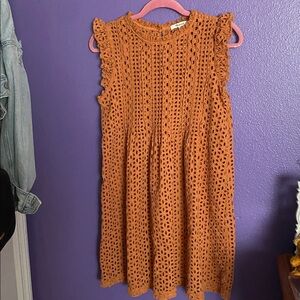 Madewell Orange Eyelet Midi Dress